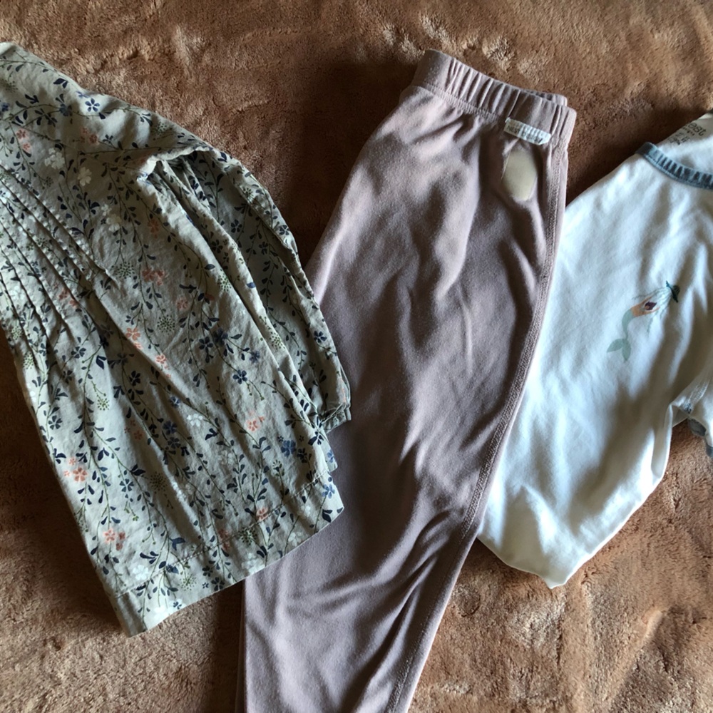 Nest Design Pant and Maid Top  w/Gap floral blouse (Mauve /White) Lot (3 pieces)